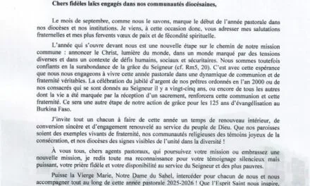 MESSAGE DU PRESIDENT DE LA CONFERENCE ÉPISCOPALE BURKINA-NIGER – ANNEE PASTORALE 2025-2026